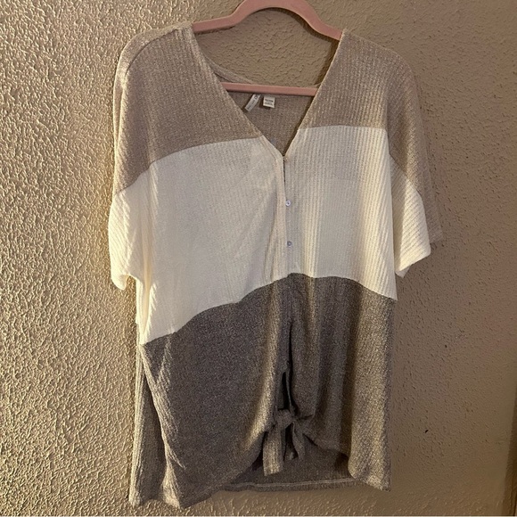 Cato Tops - Cato NWT Front Tie Waffle Knit Colorblock Top Size 18/20W Business Casual